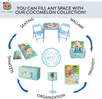 Idea Nuova Cocomelon Blue Round Bean Bag Chair for Kids, Ages 3+, Large