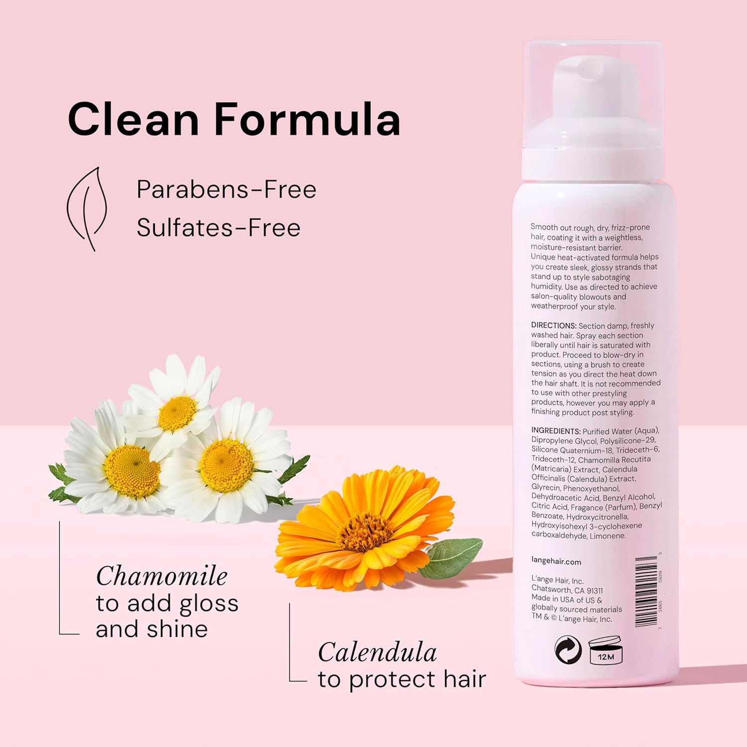 L'ANGE HAIR Glass Hair Heat Protectant Spray | Anti-Frizz Blow Dry Mist | Long Lasting Hold & Shine | Humidity Protection | Thermal Heat Protection Spray | Lightweight Blow Out Primer, 5 fl oz Bottle 5 Fl Oz (Pack of 1)