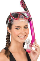 Cressi Adult Snorkel Set (Mask, Dry Snorkel, Adjustable Fins) - Light for Travel - Bonete Pro Dry Set: Designed in Italy Translucent Pink S/M | US Man 4.5/8.5 | US Lady 5/9.5 | EU 36/41