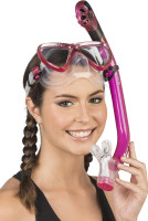 Cressi Adult Snorkel Set (Mask, Dry Snorkel, Adjustable Fins) - Light for Travel - Bonete Pro Dry Set: Designed in Italy Translucent Pink S/M | US Man 4.5/8.5 | US Lady 5/9.5 | EU 36/41