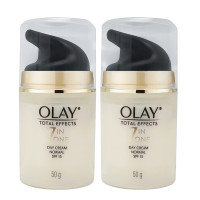 Olay Total Effects 7-in-1 Day Cream Normal, Fast Absorption Anti-Aging Daily Moisturizer with SPF 15, 50g Each (Pack of 2)