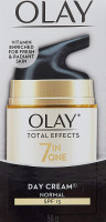 Olay Total Effects 7-in-1 Day Cream Normal, Fast Absorption Anti-Aging Daily Moisturizer with SPF 15, 50g Each (Pack of 2)