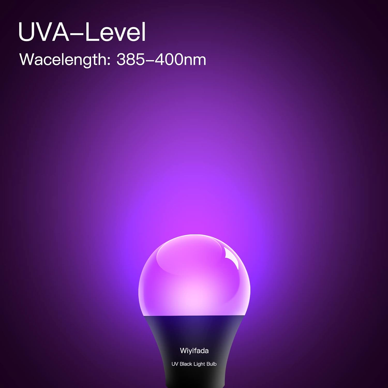 LED Black Light Bulbs 2 Pack, A19 9W UV Black Light Replace Up to 100W, 120V E26 Base UVA Level 385-400nm, Glow in The Dark for Body Pain, Blacklights Party, Halloween