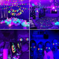 LED Black Light Bulbs 2 Pack, A19 9W UV Black Light Replace Up to 100W, 120V E26 Base UVA Level 385-400nm, Glow in The Dark for Body Pain, Blacklights Party, Halloween