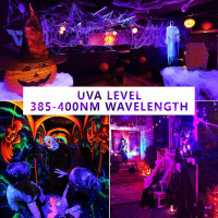 LED Black Light Bulbs 2 Pack, A19 9W UV Black Light Replace Up to 100W, 120V E26 Base UVA Level 385-400nm, Glow in The Dark for Body Pain, Blacklights Party, Halloween