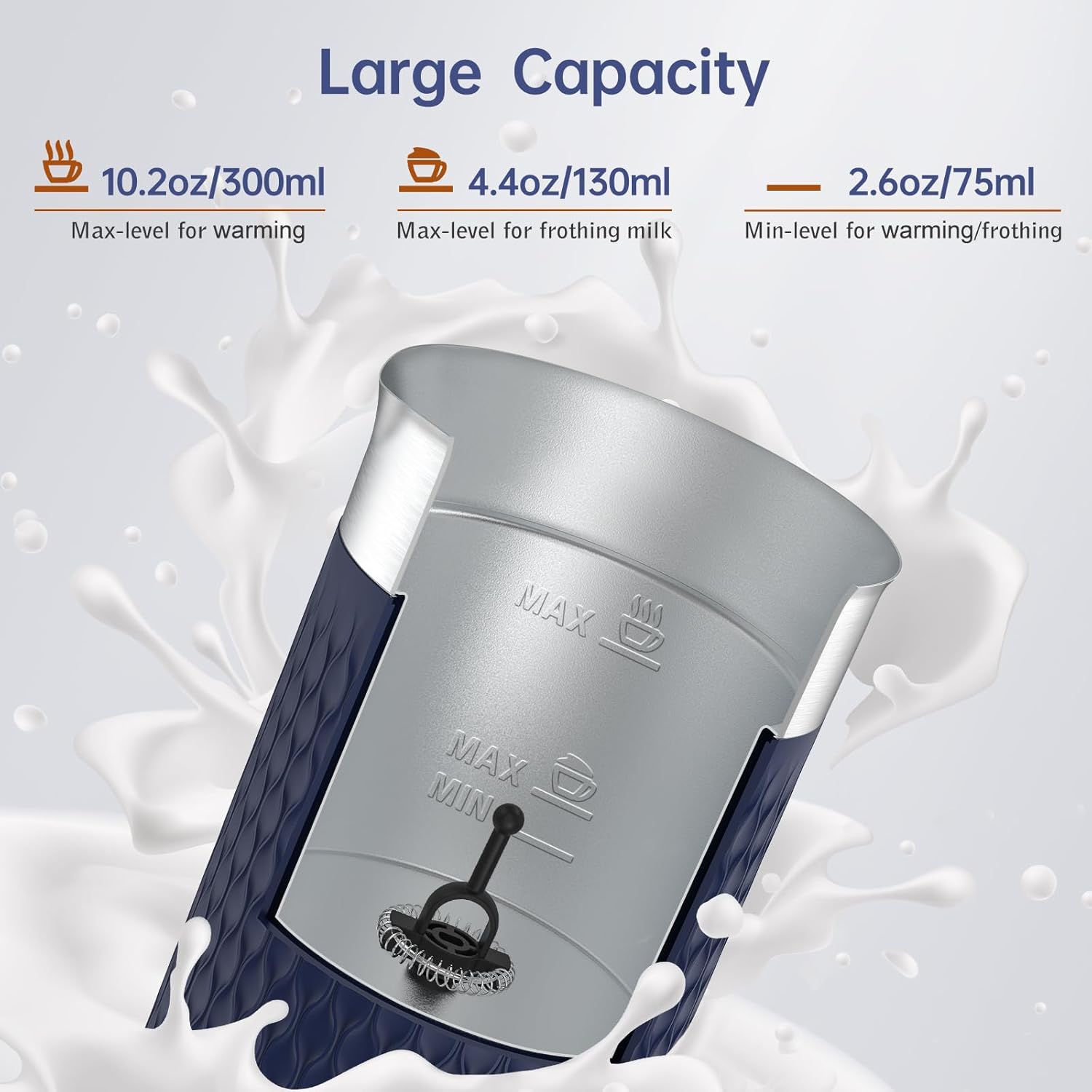 SIMPLETASTE Milk Frother, 4-in-1 Electric Milk Steamer, Automatic Warm and Cold Foam Maker and Milk Warmer for Latte, Cappuccinos, Macchiato Blue