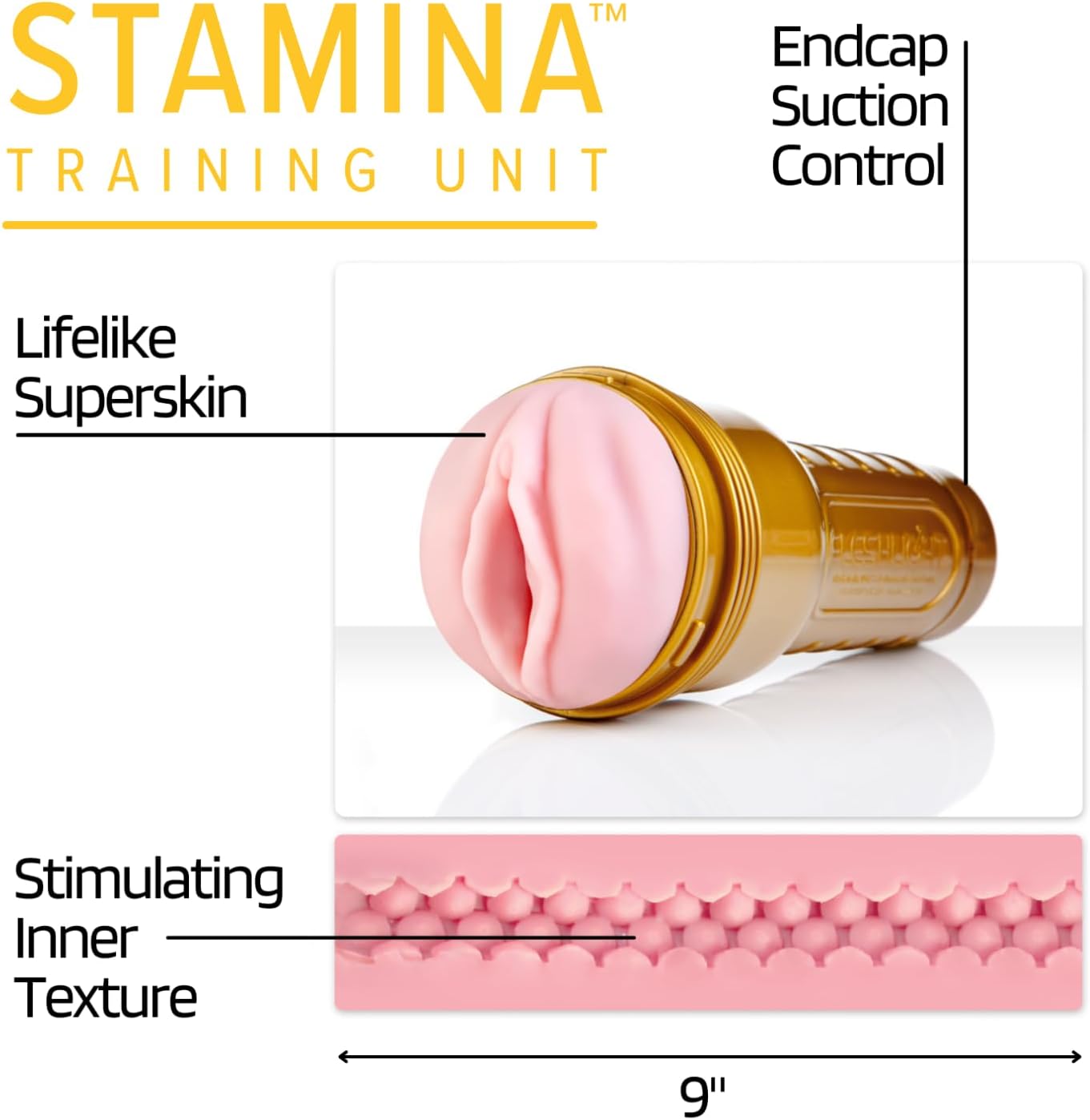 Fleshlight Stamina Training Unit | Men's Performance Enhancement | Gold Masturbator