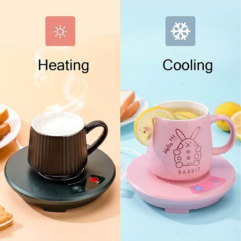 USB Cup Heater Cooler Plate Cup Warmer and Colder Beverage Mug Mat Office Tea Coffee Heater Pad for Coffee Tea Cola Cans Drinks (Green)