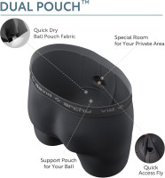 DAVID ARCHY Men's Soft Underwear Micro Modal Dual Pouch Trunks Ball Pouch Bulge Enhancing Boxer Briefs for Men 3 or 4 Pack Large A1, Black - 2.5