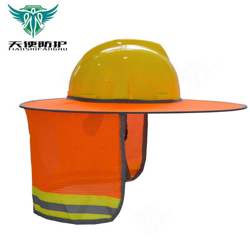 Summer sun protection helmet, reflective safety helmet, sun visor curtain, outdoor installation of sun protection hat, sun visor at construction site