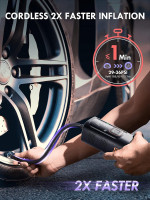 Tire Inflator Portable Air Compressor - Powerful 160PSI & 2X Faster, Accurate Pressure LCD Display, Cordless Easy Operation - Portable Air Pump for Car, Motorcycle, E-Bike, Ball