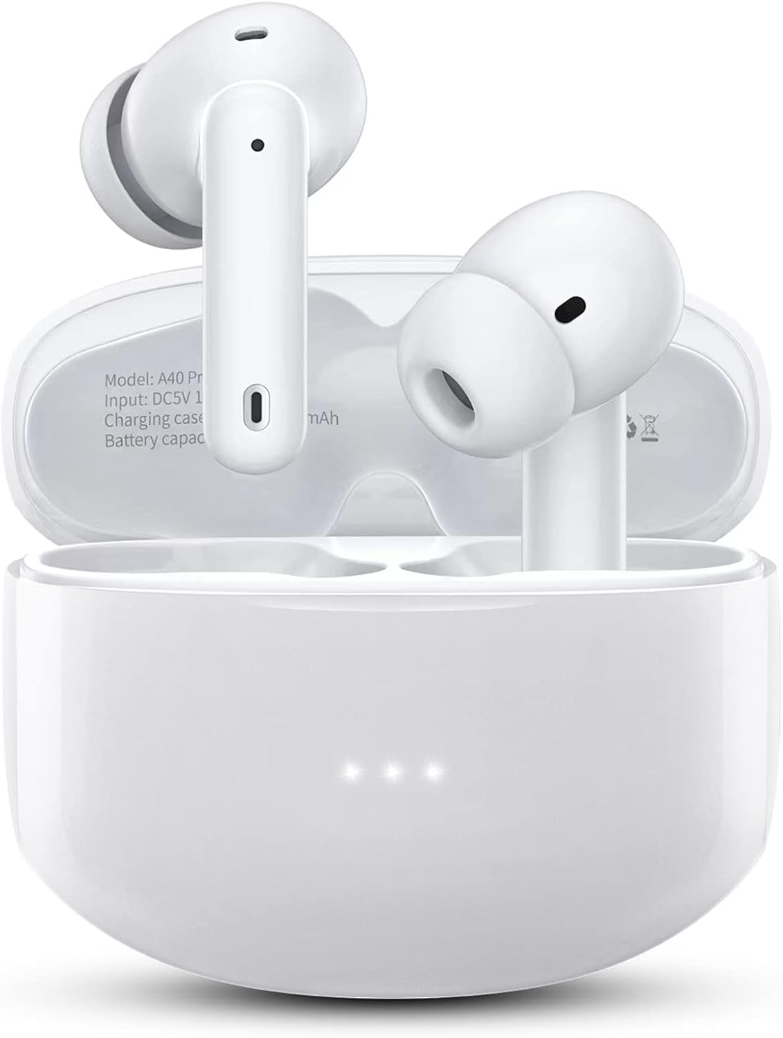A40 Pro Wireless Earbuds, 50Hrs Playtime Bluetooth Earbuds Built in Noise Cancellation Mic with Charging Case, Bluetooth Headphones with Stereo Sound, IPX7 Waterproof Ear Buds for Phone