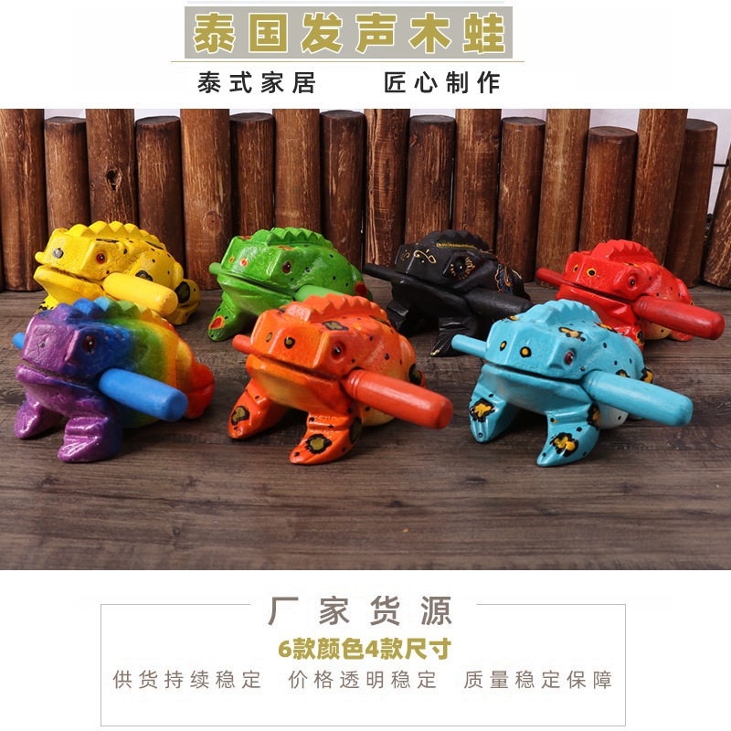 Thai Painted Wood Frog Thai Wood Carving Toad Handicrafts Home Decoration Wooden Crafts Scenic Area Gifts