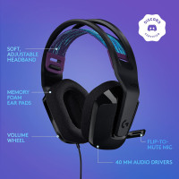 Logitech G335 Wired Gaming Headset, with Flip to Mute Microphone, 3.5mm Audio Jack, Memory Foam Earpads, Lightweight, Compatible with PC, PlayStation, Xbox, Nintendo Switch - Black Black Wired Headset