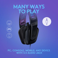 Logitech G335 Wired Gaming Headset, with Flip to Mute Microphone, 3.5mm Audio Jack, Memory Foam Earpads, Lightweight, Compatible with PC, PlayStation, Xbox, Nintendo Switch - Black Black Wired Headset
