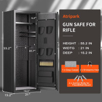 Atripark 10-12 Rifle Gun Safe, Gun Safes for Home Rifles and Pistols, Large Unassembled Rifle Safe with 2 Removeable Shelves, Quick Access Gun Cabinet with Digital Keypad