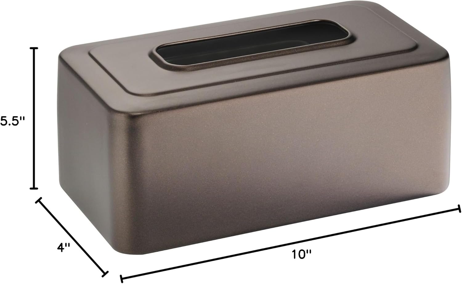 iDesign Olivia Tissue Box Cover Rectangle Boutique Box for Bathroom, Bedroom, Living Room, Bronze