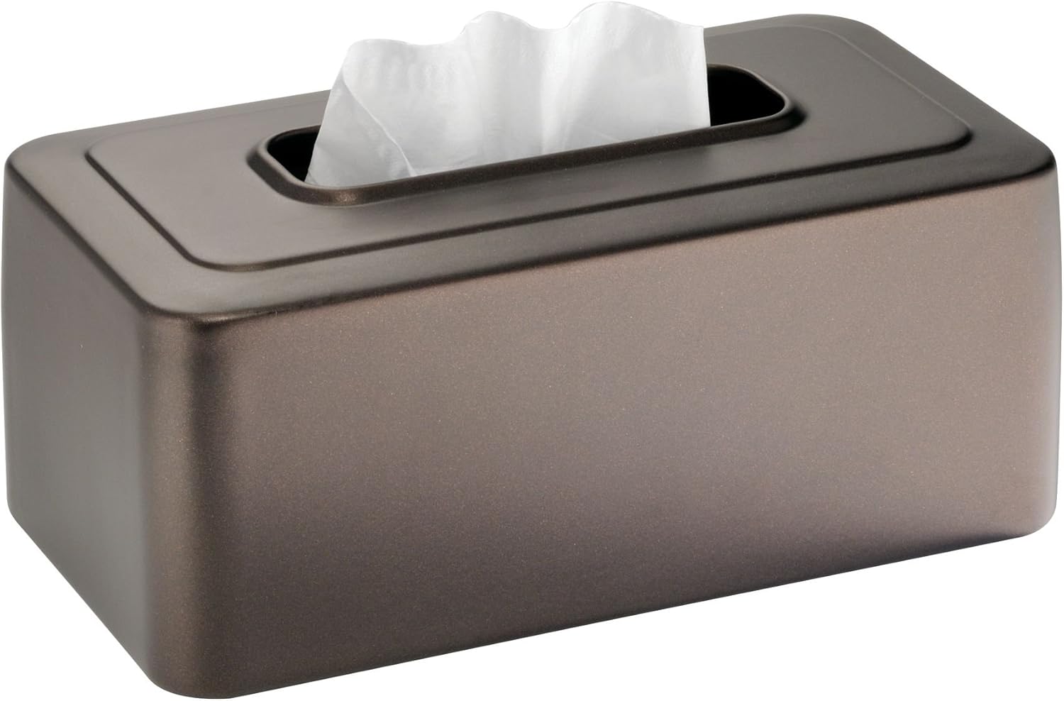 iDesign Olivia Tissue Box Cover Rectangle Boutique Box for Bathroom, Bedroom, Living Room, Bronze