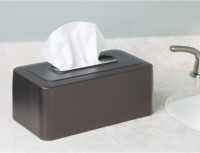 iDesign Olivia Tissue Box Cover Rectangle Boutique Box for Bathroom, Bedroom, Living Room, Bronze