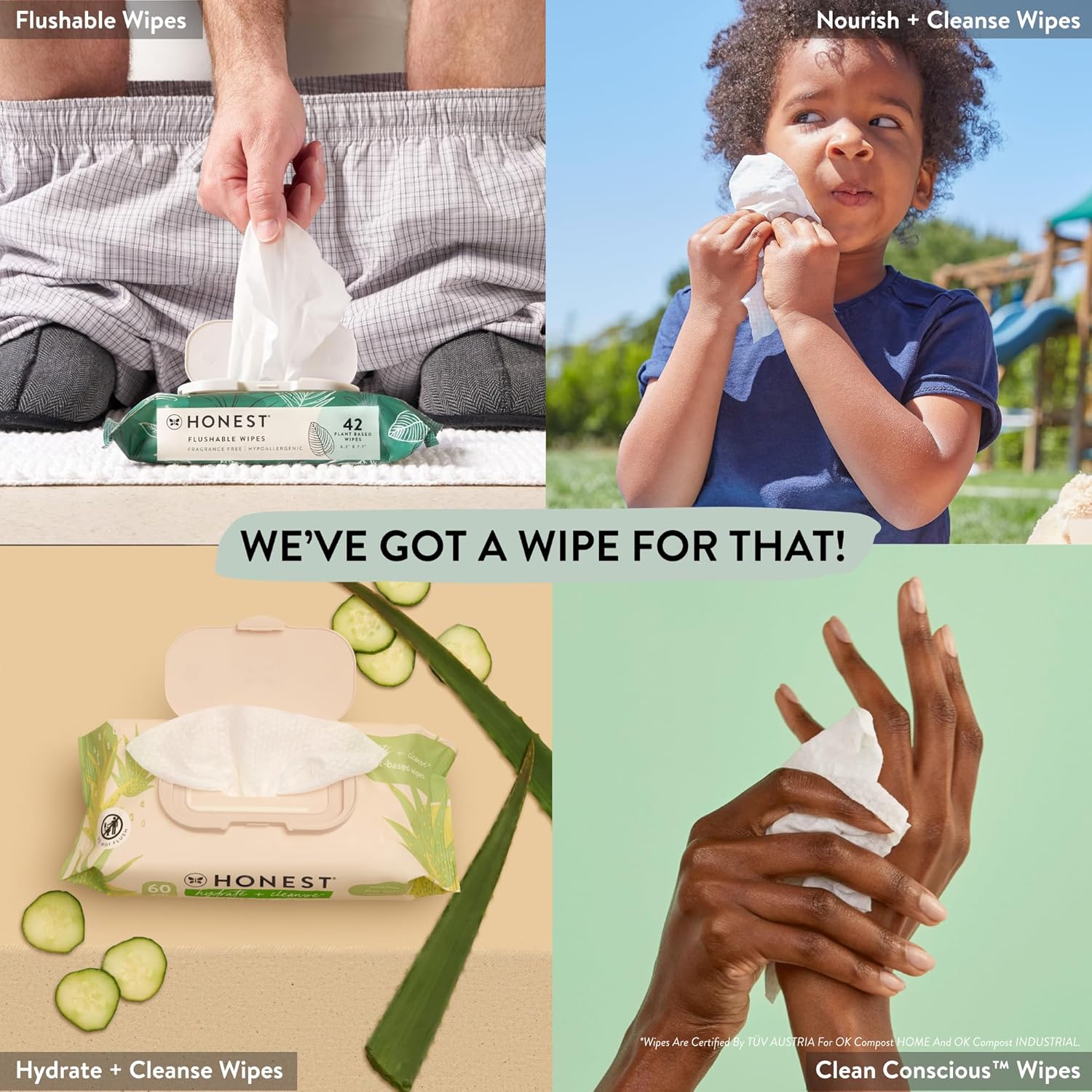The Honest Company Clean Conscious Multi-Use Wipes | Hypoallergenic + Unscented for Sensitive Skin | Over 99% Water, Compostable, Plant Based, Baby Wipes | Geo Mood, 60 Count Geo Mood 60 Count (Pack of 1)