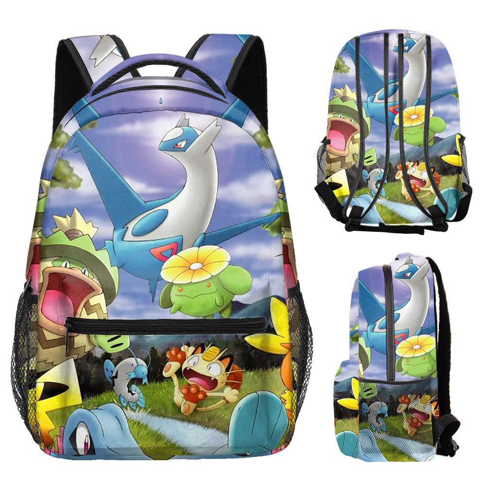 Cross border New Pikachu Full Print Backpack Large Capacity Backpack Baokemeng Primary and Secondary School Student Cartoon Book Bag