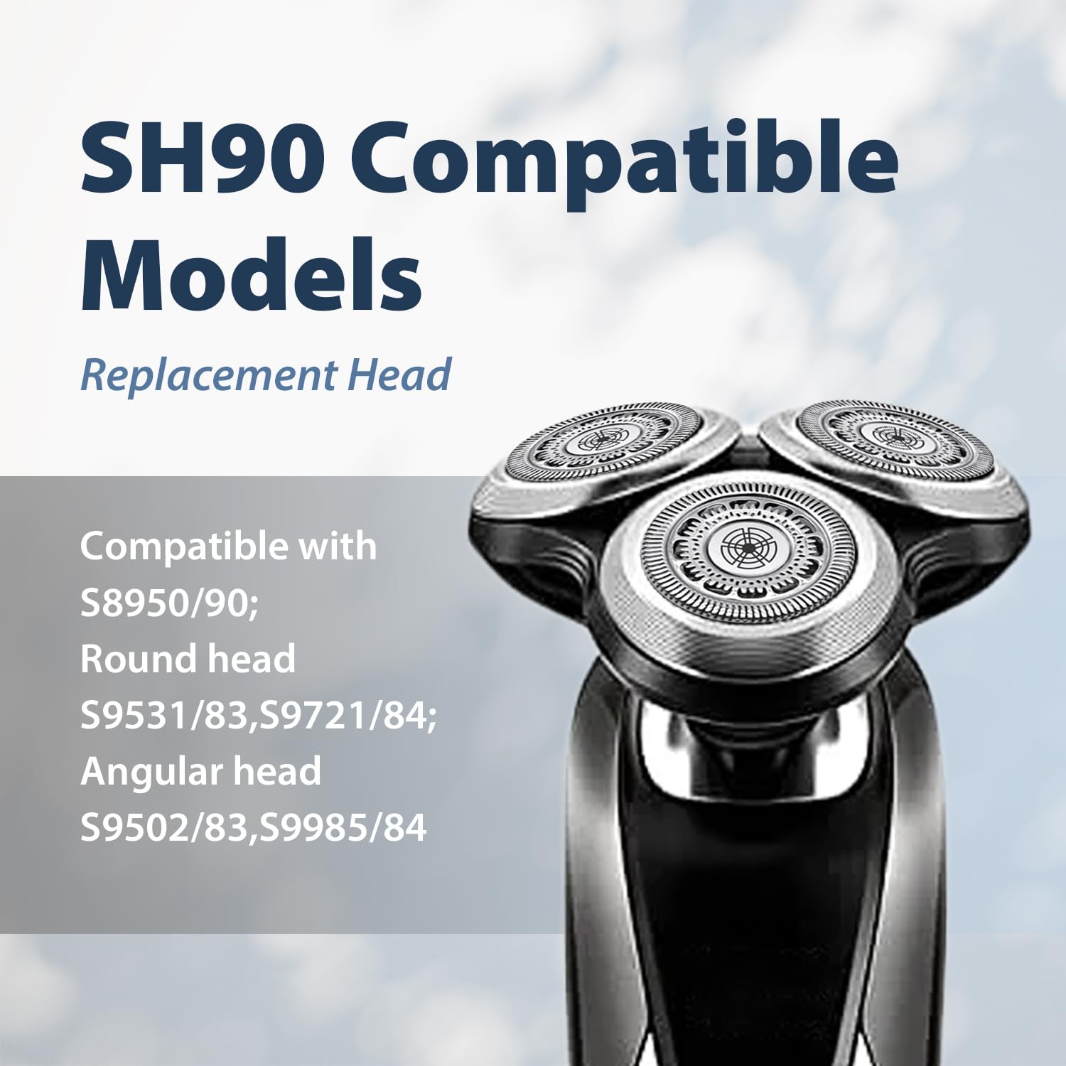 SH90 Replacement Rotary Heads for Philips Norelco Shavers Series 9000, New Version of Metal Wheel Buckle and Upgrade Double-Layer Precision Blades
