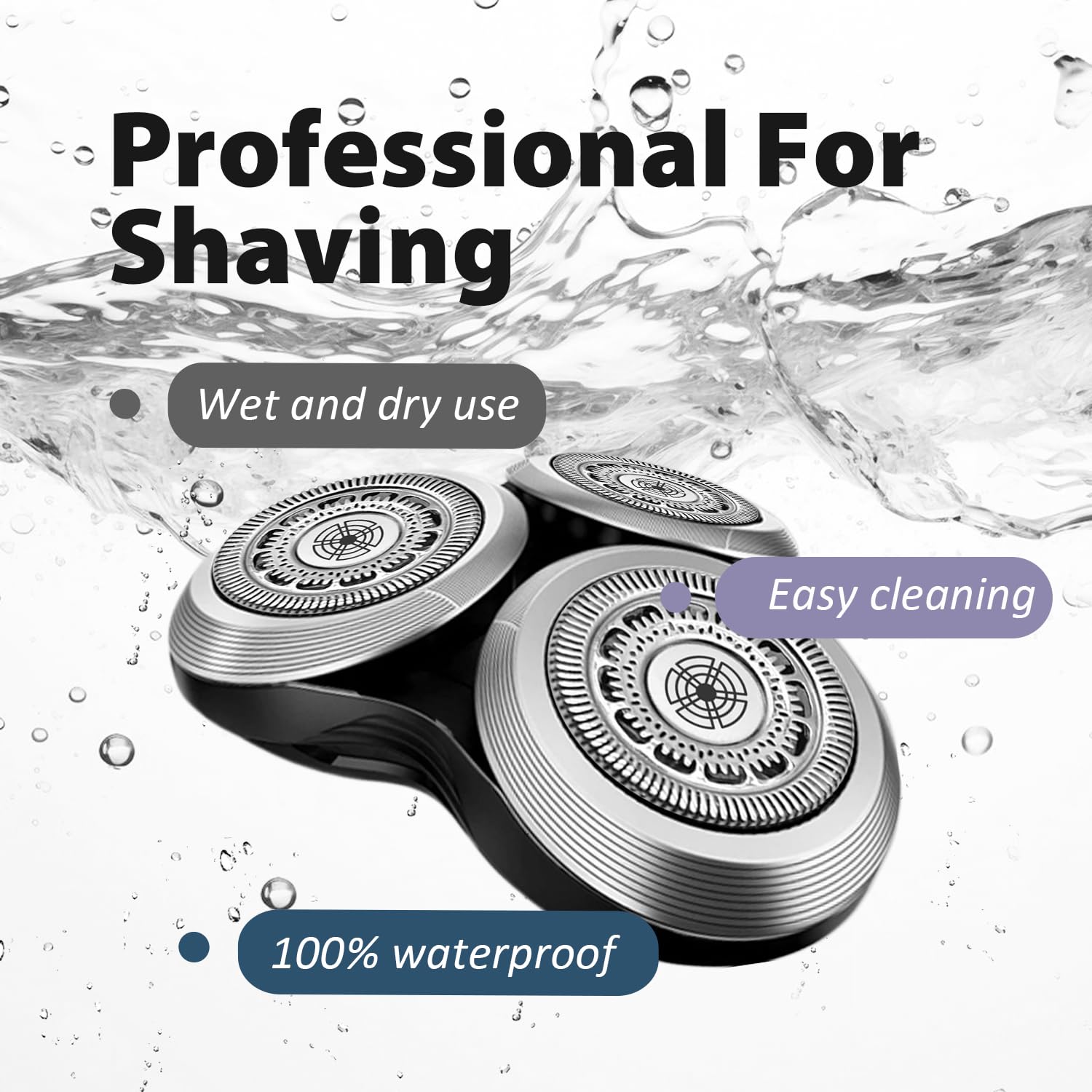 SH90 Replacement Rotary Heads for Philips Norelco Shavers Series 9000, New Version of Metal Wheel Buckle and Upgrade Double-Layer Precision Blades