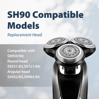 SH90 Replacement Rotary Heads for Philips Norelco Shavers Series 9000, New Version of Metal Wheel Buckle and Upgrade Double-Layer Precision Blades