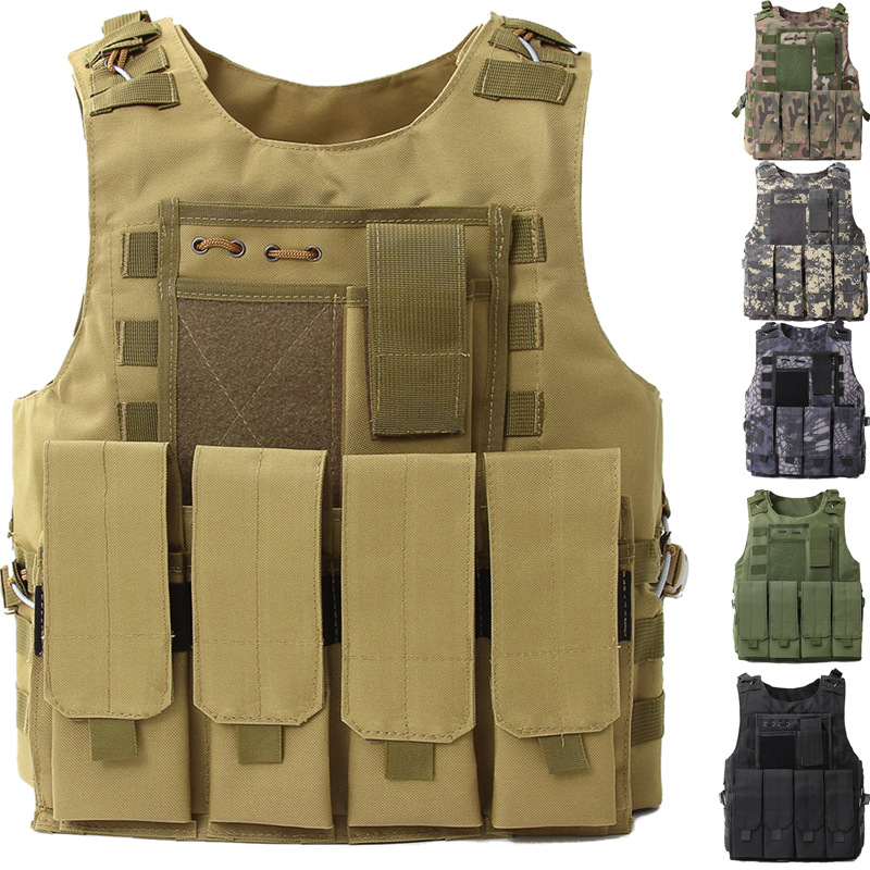 tactical vest camouflage vest multi-functional anti stab suit steel wire quick release amphibious bulletproof vest three-level A lightweight