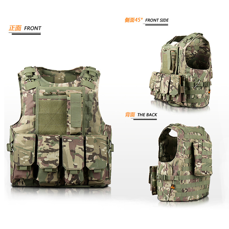 tactical vest camouflage vest multi-functional anti stab suit steel wire quick release amphibious bulletproof vest three-level A lightweight