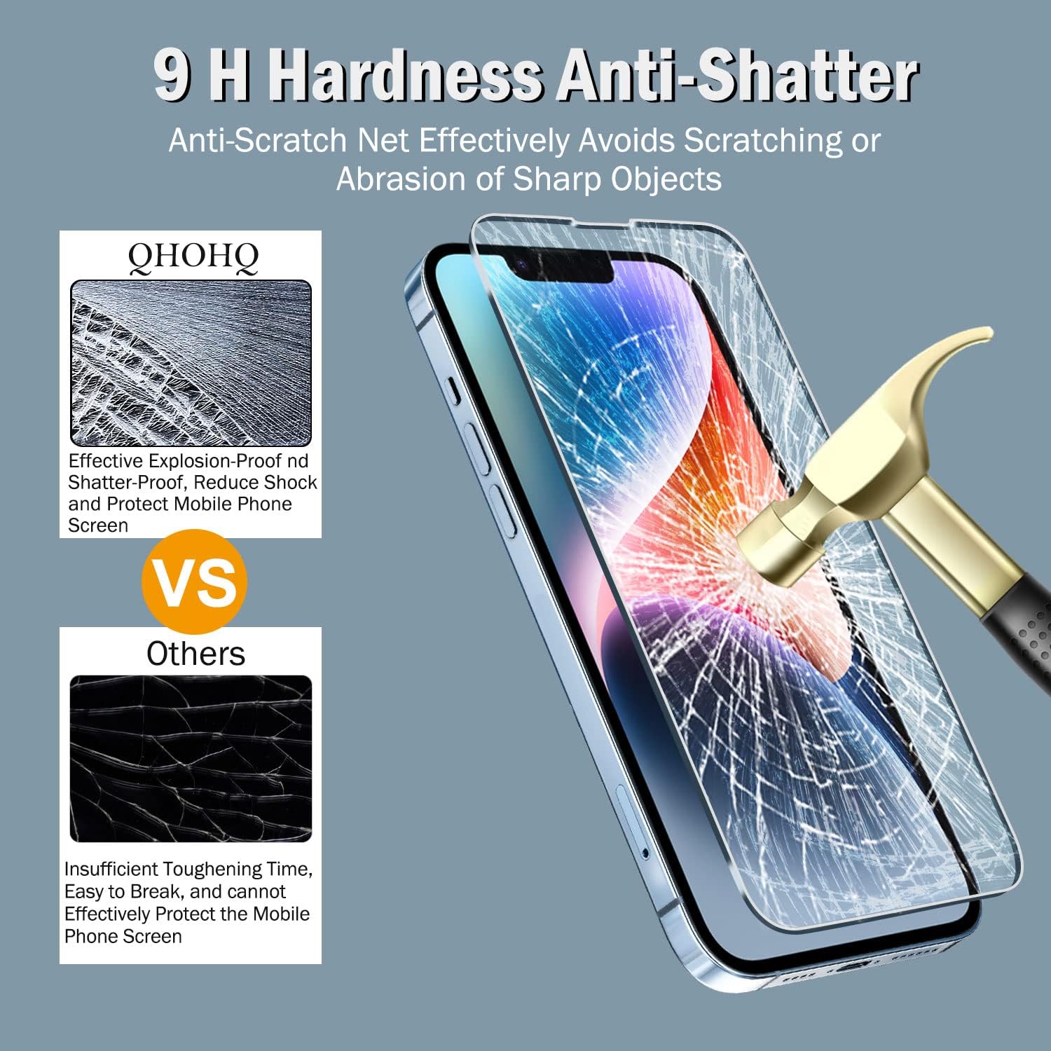 QHOHQ 3 Pack Screen Protector for iPhone 14 / iPhone 13 [6.1 Inch] with 3 Pack Tempered Glass Camera Lens Protector, Ultra HD, 9H Hardness,Case Friendly iPhone 13 6.1 Inch / iPhone 14 6.1 Inch Clear