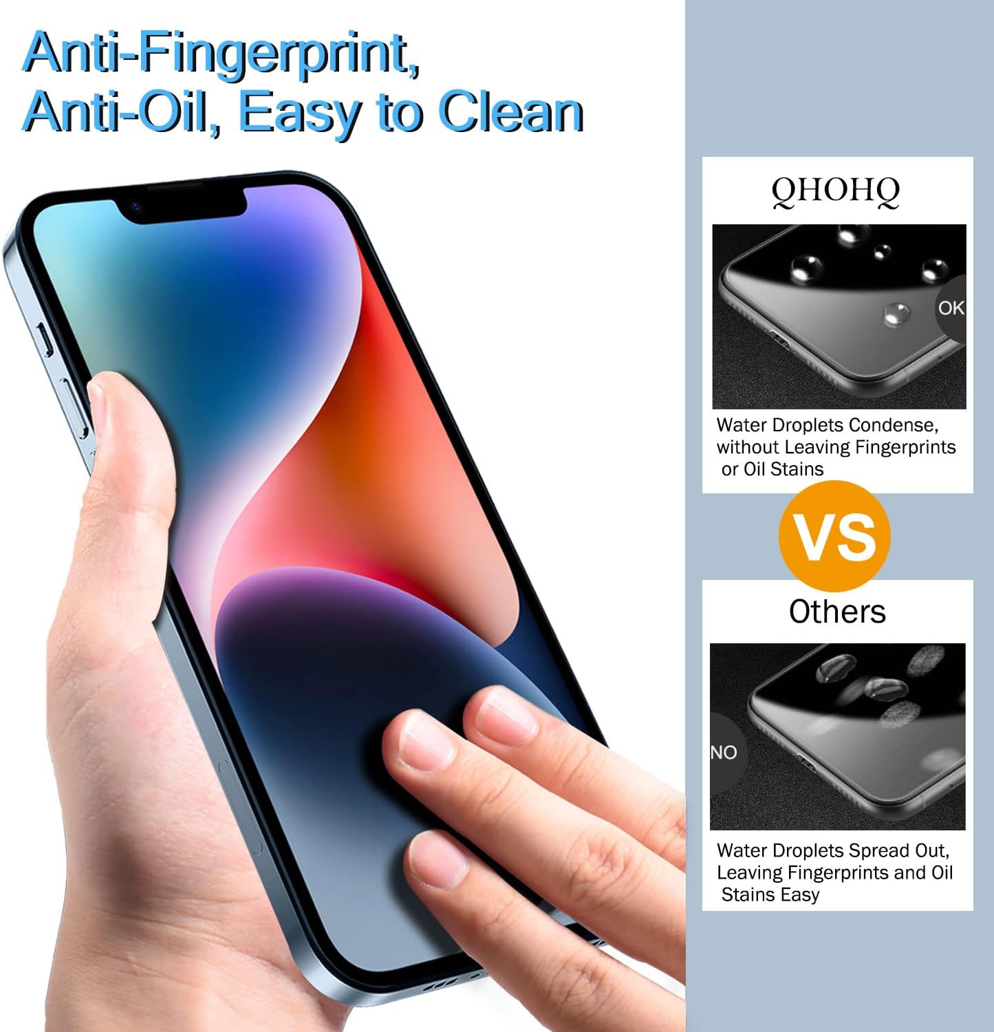 QHOHQ 3 Pack Screen Protector for iPhone 14 / iPhone 13 [6.1 Inch] with 3 Pack Tempered Glass Camera Lens Protector, Ultra HD, 9H Hardness,Case Friendly iPhone 13 6.1 Inch / iPhone 14 6.1 Inch Clear