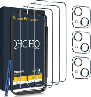 QHOHQ 3 Pack Screen Protector for iPhone 14 / iPhone 13 [6.1 Inch] with 3 Pack Tempered Glass Camera Lens Protector, Ultra HD, 9H Hardness,Case Friendly iPhone 13 6.1 Inch / iPhone 14 6.1 Inch Clear
