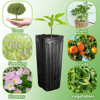 RunNico 50pcs Plastic Deep Plant Nursery Pots,11.8”Tall Tree Pots,Black Deep Seedling Container Pots with Drainage Holes for Indoor Outdoor Gardening (3.9
