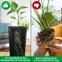 RunNico 50pcs Plastic Deep Plant Nursery Pots,11.8”Tall Tree Pots,Black Deep Seedling Container Pots with Drainage Holes for Indoor Outdoor Gardening (3.9