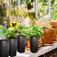 RunNico 50pcs Plastic Deep Plant Nursery Pots,11.8”Tall Tree Pots,Black Deep Seedling Container Pots with Drainage Holes for Indoor Outdoor Gardening (3.9