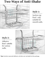 YASONIC Shower Caddy Hanging - Never Rust Shower Organizer - Aluminum Over The Shower Head Caddy with 10 Hooks for Razor/Sponge - Shower Rack with Soap Basket - Silver
