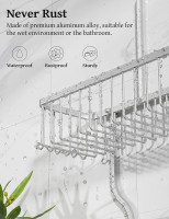 YASONIC Shower Caddy Hanging - Never Rust Shower Organizer - Aluminum Over The Shower Head Caddy with 10 Hooks for Razor/Sponge - Shower Rack with Soap Basket - Silver