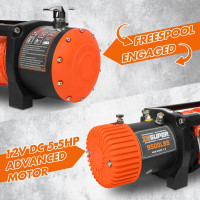 ZESUPER 9500 lb. Load Capacity Electric Winch,12V Electric Winch with Hawse Fairlead, Waterproof IP67 Winch with Wireless Handheld Remotes and Wired Handle Synthetic Rope