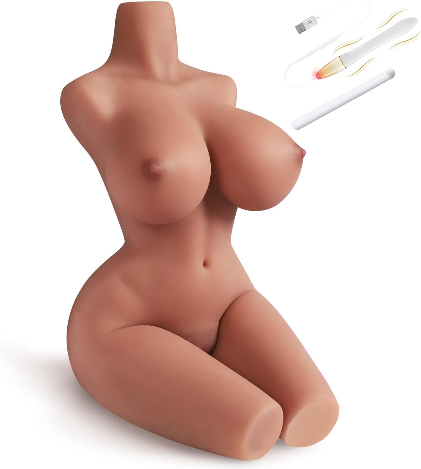 22LB Torso Realistic Sex Doll for Men with Big Boobs Butt Full Size Pussy Ass Male Masturbator Life Size Sex Doll Female Lifelike Adult Sex Toy for Men with Vaginal Anal Breast 22LB Wheat