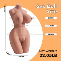 22LB Torso Realistic Sex Doll for Men with Big Boobs Butt Full Size Pussy Ass Male Masturbator Life Size Sex Doll Female Lifelike Adult Sex Toy for Men with Vaginal Anal Breast 22LB Wheat