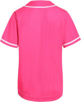 DEHANER Plain Blank Baseball Jerseys for Men Women Adult Hip Hop Hipster Button Down Shirts Sports Uniforms Outfits Small White Stripe-hot Pink Jersey
