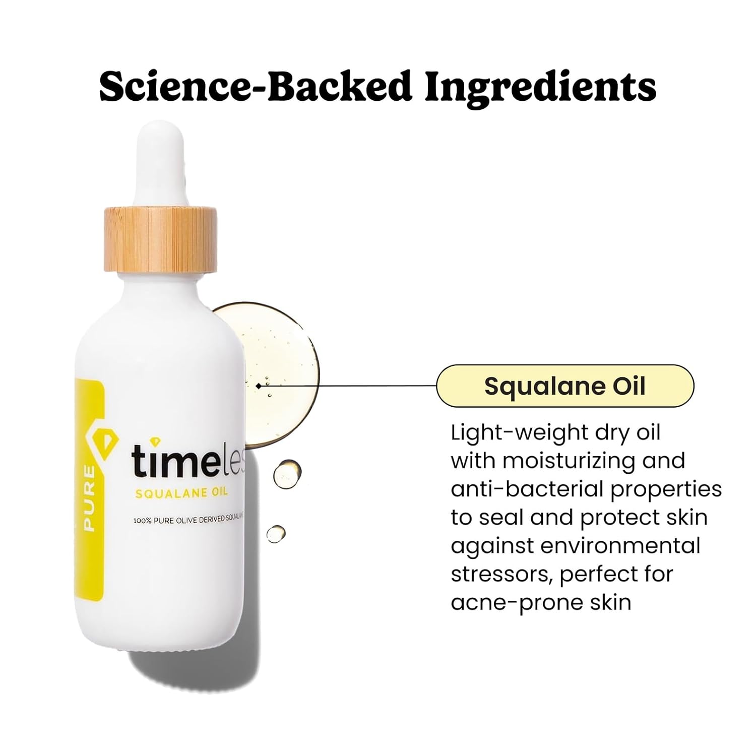 Timeless Skin Care Squalane Oil 100% Pure - Plant-Based Face Oil - Fragrance-Free - For Dry Skin - Moisturizing - 2 oz 2 Fl Oz (Pack of 1)