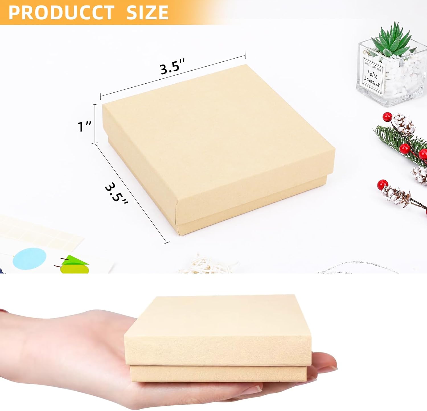 Jewelry Boxes, Cardboard Jewelry Gift Boxes, 40 Pack 3.5x3.5x1 Inch, Bulk Cotton Filled Small Jewelry Boxes with Lids for Necklace Ring Bracelet Earring Display Box (Brown) 40 Brown