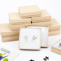 Jewelry Boxes, Cardboard Jewelry Gift Boxes, 40 Pack 3.5x3.5x1 Inch, Bulk Cotton Filled Small Jewelry Boxes with Lids for Necklace Ring Bracelet Earring Display Box (Brown) 40 Brown