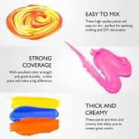 Caliart Acrylic Paint Set with 12 Brushes, 24 Colors (120ml, 4oz) Art Craft Paints for Artists Kids Students Beginners & Painters, Canvas Ceramic Wood Rock Painting Art Supplies Kit 4 Fl Oz (Pack of 24) Multicolor