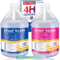 JDiction Fast Cure Epoxy Resin, 1Gallon 4 Hours Demold Epoxy Resin Kit - Crystal Clear, Bubble-Free, Not-Yellowing, Self-Leveling for Art Resina, Jewelry, Craft, Fast Casting & Easy Mix Epoxy Resina 1 Gallon