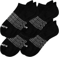 Bombas Womens Solids Black Ankle Sock 4-Pack Size-Medium