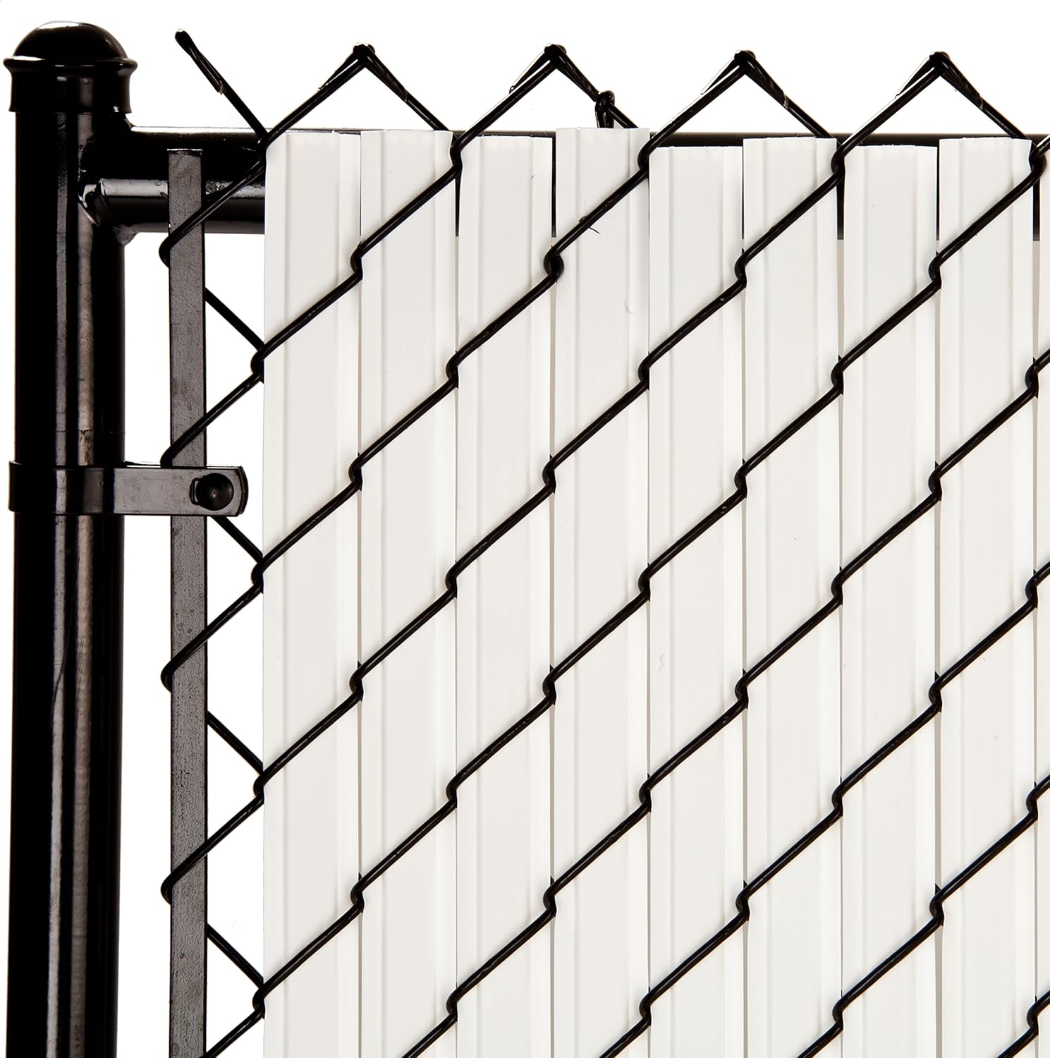 Slat Made in America Privacy Inserts for Chain-Link Fence, Double-Wall Vertical Bottom-Locking Slats with Wings for 6' Fence Height (White) 6-ft. White