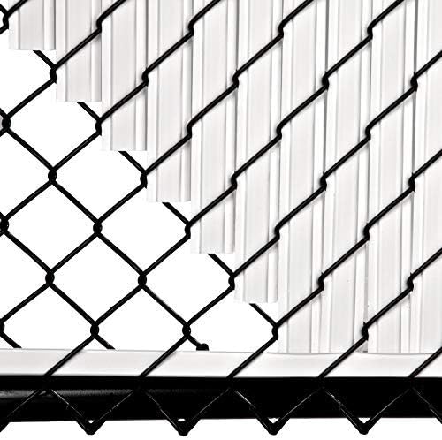 Slat Made in America Privacy Inserts for Chain-Link Fence, Double-Wall Vertical Bottom-Locking Slats with Wings for 6' Fence Height (White) 6-ft. White